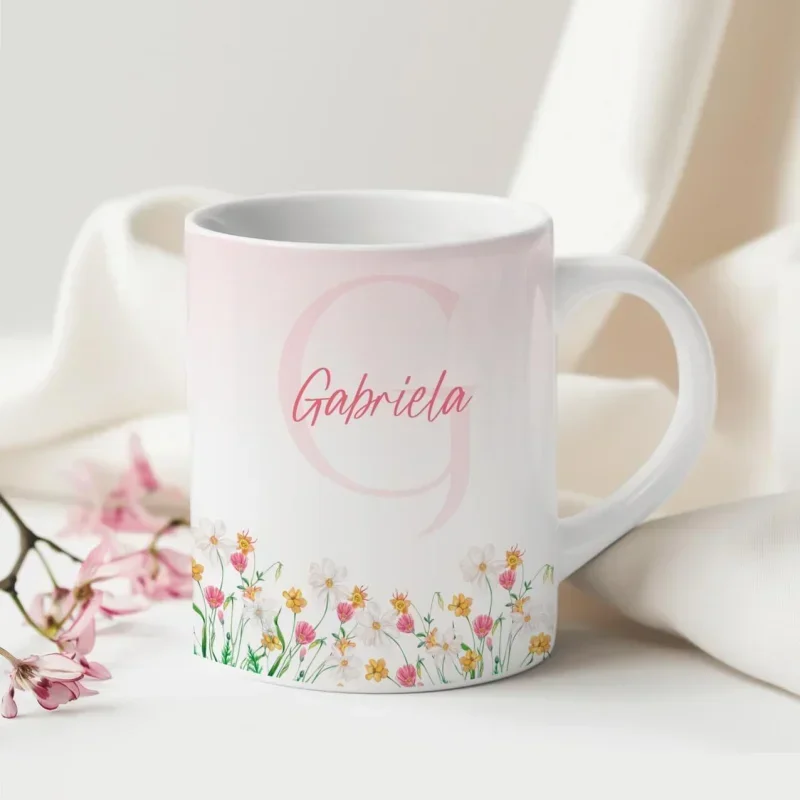 Caneca Alfabeto Floral A a Z V4