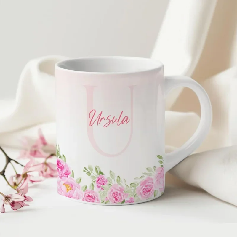 Caneca Alfabeto Floral A a Z V4
