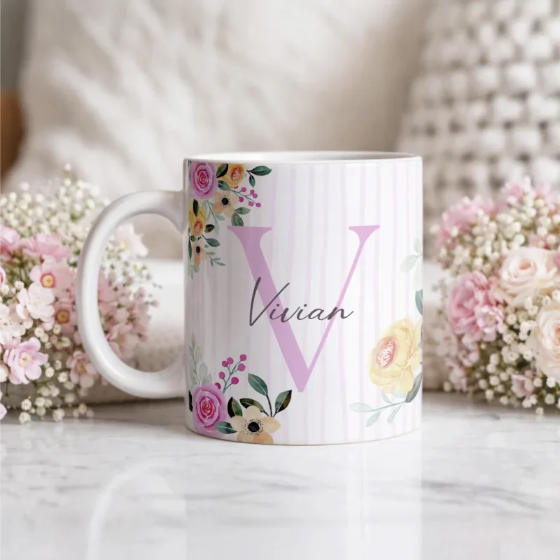 Caneca Alfabeto Floral A a Z