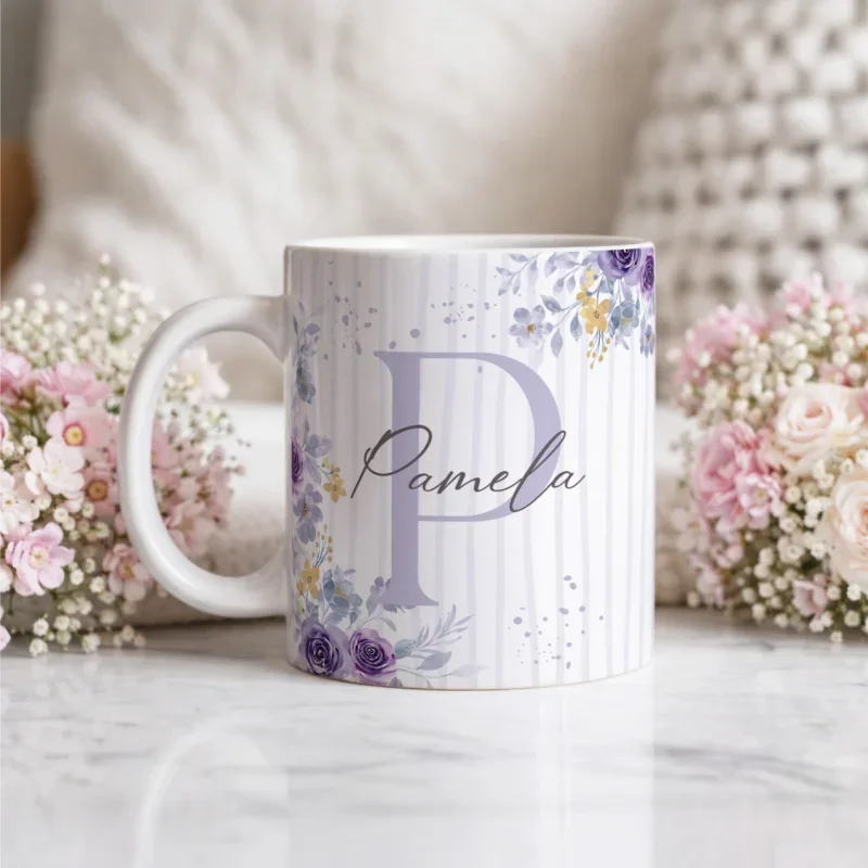 Caneca Alfabeto Floral A a Z