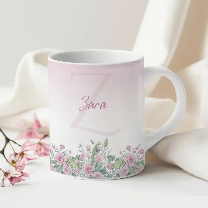 Caneca Alfabeto Floral A a Z V4
