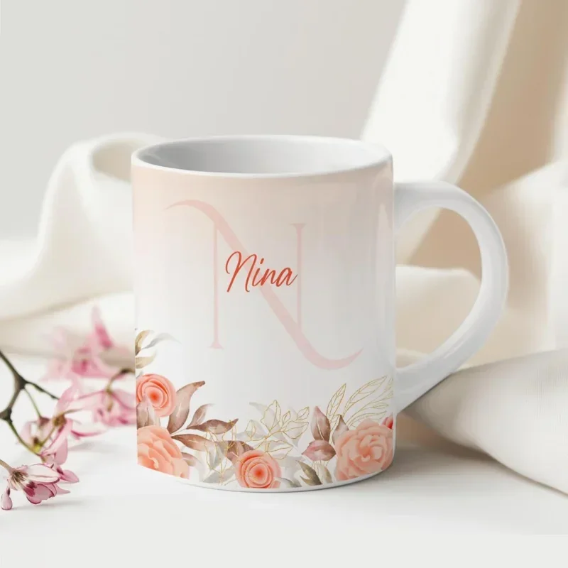 Caneca Alfabeto Floral A a Z V4