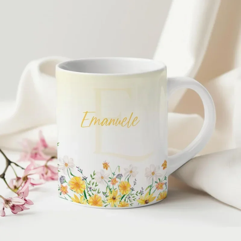 Caneca Alfabeto Floral A a Z V4