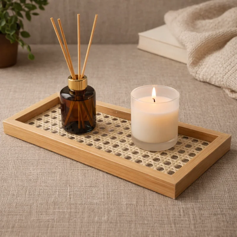 Bandeja Decorativa com Vidro · Bege