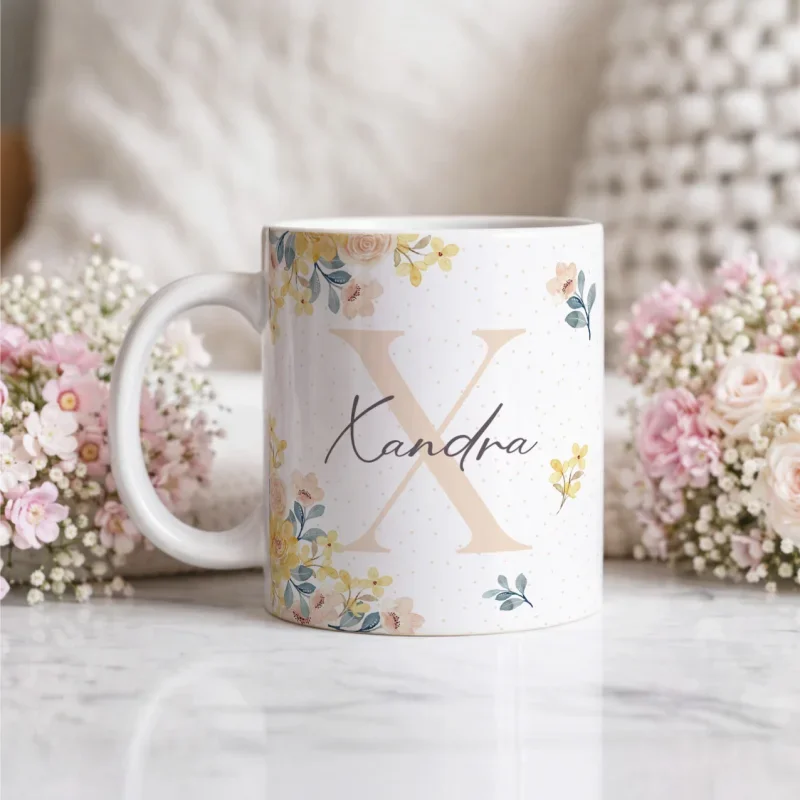 Caneca Alfabeto Floral A a Z