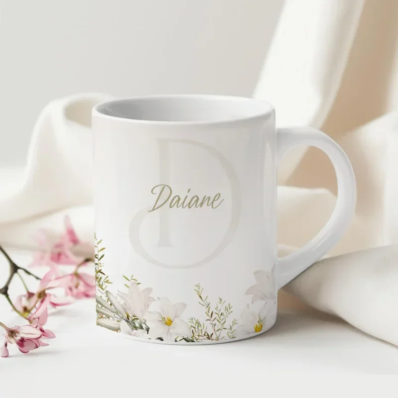 Caneca Alfabeto Floral A a Z V4