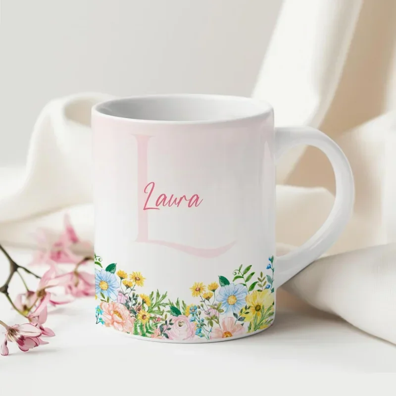 Caneca Alfabeto Floral A a Z V4
