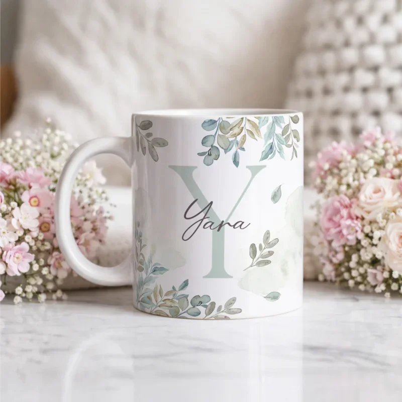Caneca Alfabeto Floral A a Z